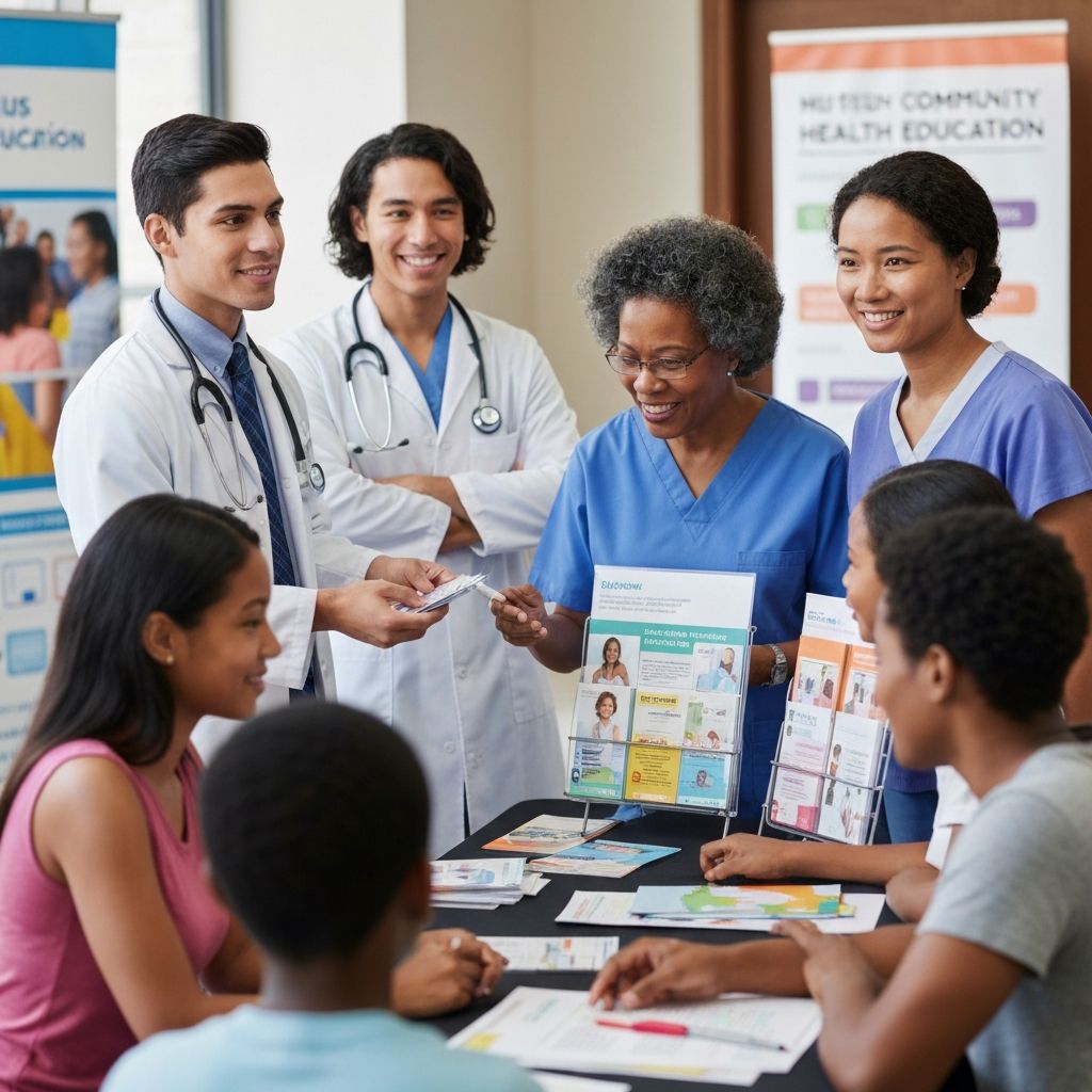 Diverse community members accessing health education resources