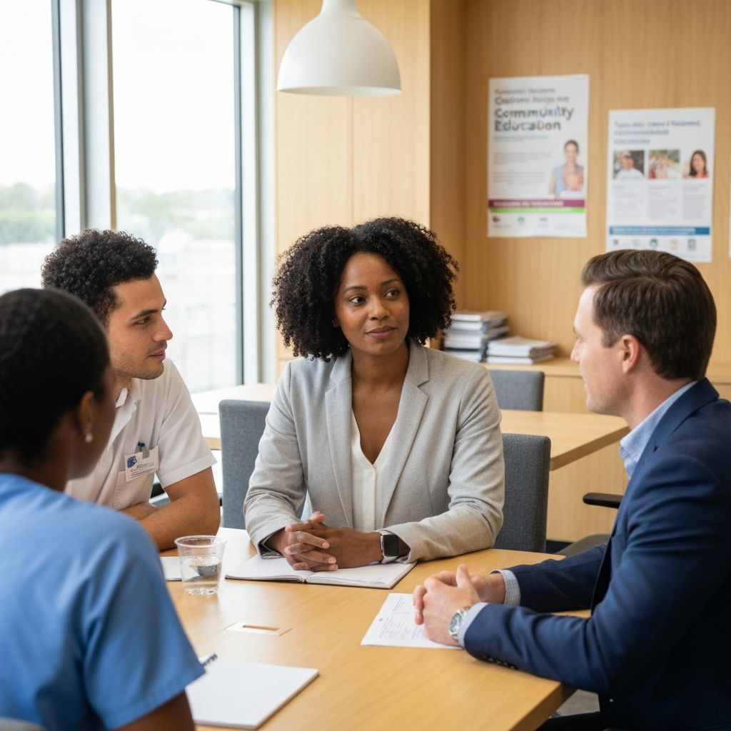 Healthcare professionals collaborating on community education